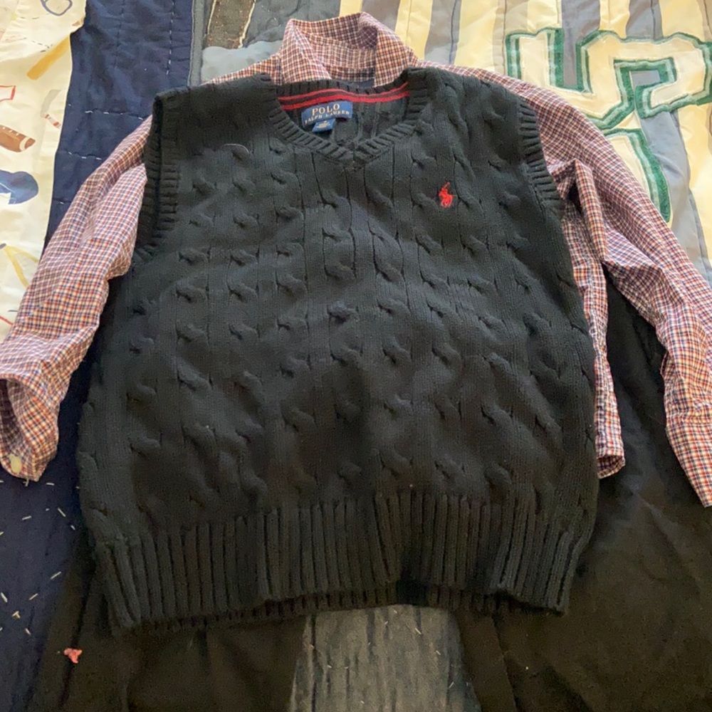 Boys three piece Polo Ralph Lauren pants, shirt, and vest